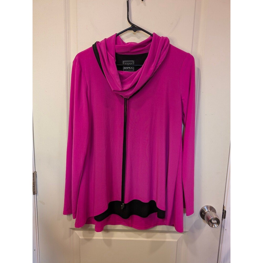 Women's Coco Bianco Long Sleeve Cowl Neck Sweater Purple Small